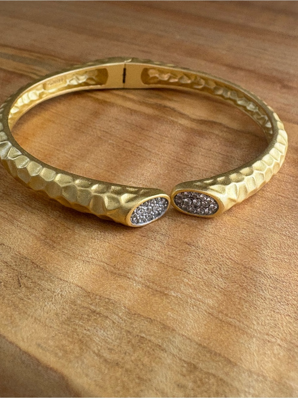 Freida Rothman Armor of Hope City Pavé Hinged Cuff Bracelet Gold Over Sterling